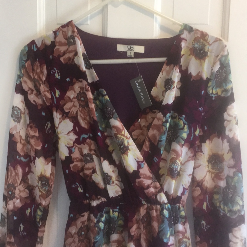 Laila Rowe Floral Plum long sleeve dress.